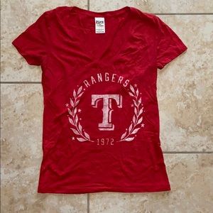 VS PINK red Texas Rangers Baseball Tee